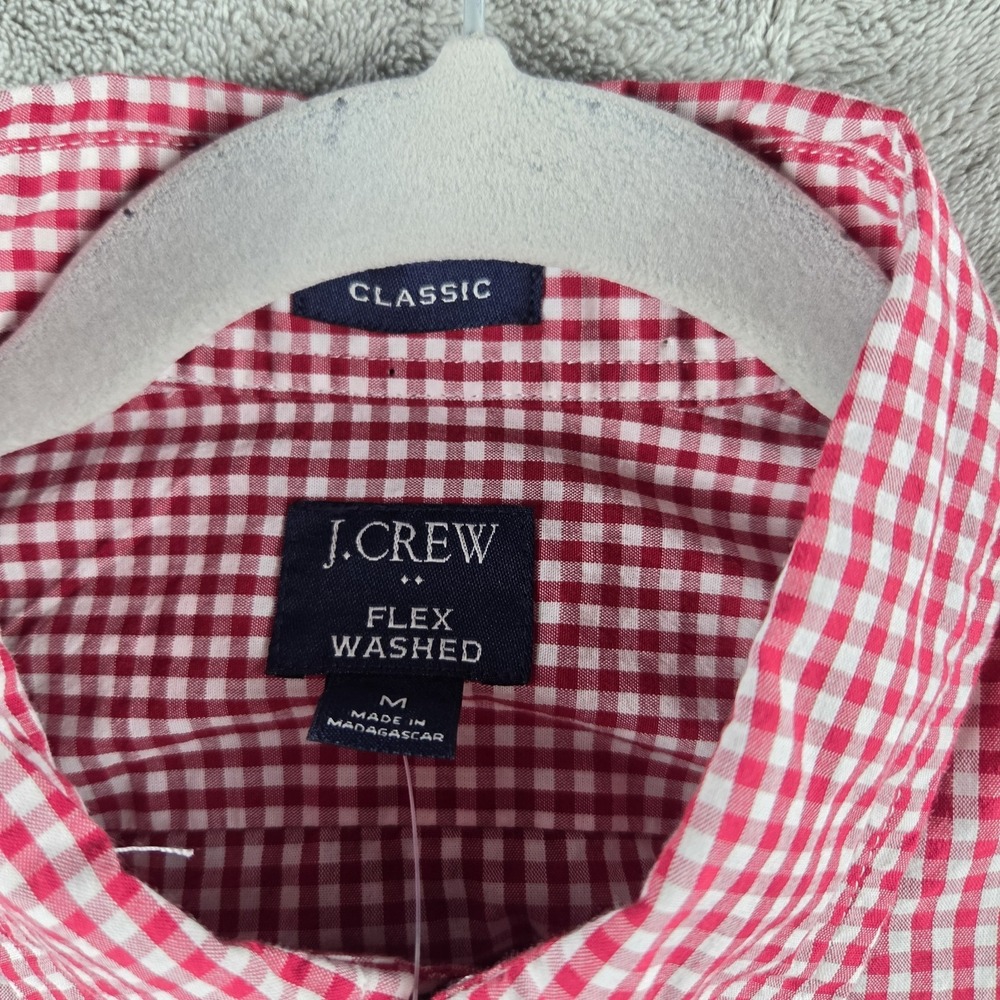 NWT J.Crew Classic Fit Flex Washed Button Up Shirt Red Check Mens M MSRP $89 - Picture 4 of 13